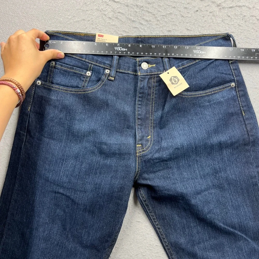 Levis 505 Regular Fit Jeans Mens 34x32 Dark Wash Straight Leg Denim 00505-1314